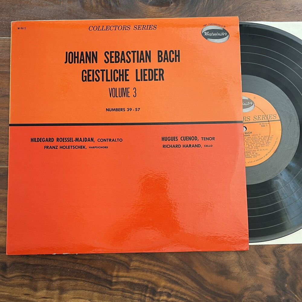 Johann Sebastian Bach Geistliche Lieder Volume 3 Nos 39-57 LP Westminster W-9615